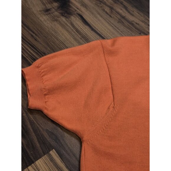 I. Magnin By Ballantyne Merino Wool Short Sleeve Sweater Sz 38 Orange Elevated - Picture 12 of 12